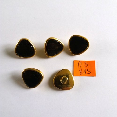5 boutons en résine marron et doré - 19mm - ab815