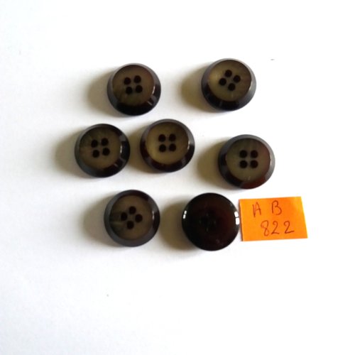 7 boutons en résine marron et gris - 17mm - ab822
