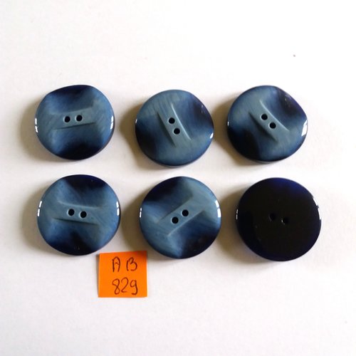 6 boutons en résine bleu - 27mm - ab829