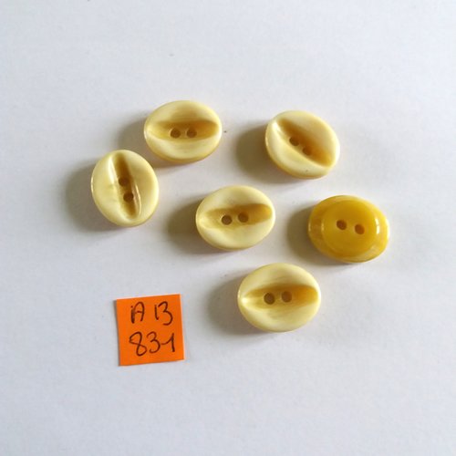 6 boutons en résine beige - 10x18mm - ab831