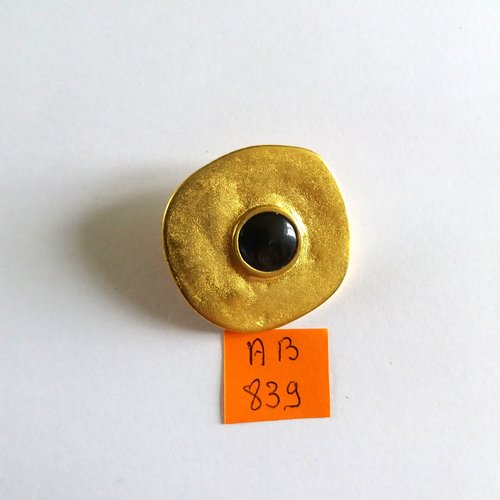 1 bouton en métal doré et résine bleu - 33mm - ab839