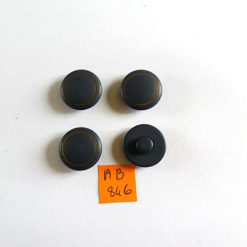 4 boutons en résine bleu et liserai doré - 18mm - ab846