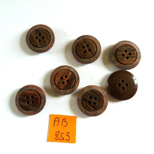 7 boutons en résine marron - 18mm - ab853