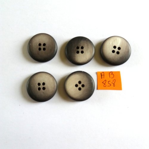 5 boutons en résine gris et noir - 23mm - ab858