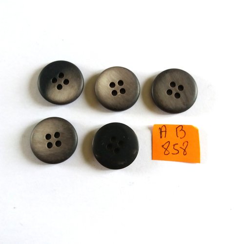 5 boutons en résine gris et noir - 18mm - ab858
