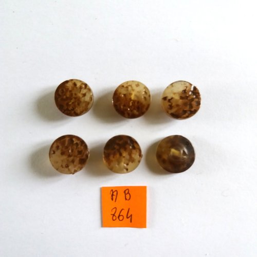 6 boutons en résine marron transparent - 14,5mm - ab864
