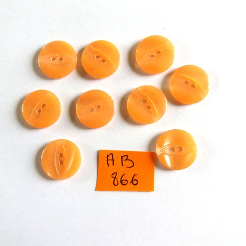 9 boutons en résine rose/orange - 14mm - ab866