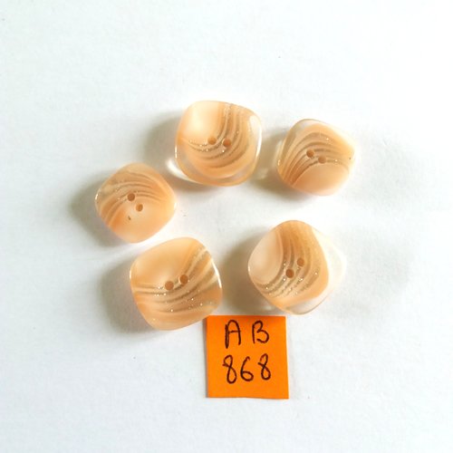 5 boutons en résine rose - 16x16mm et 14x14mm - ab868