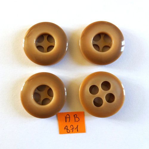 4 boutons en résine marron/beige - 31mm - ab871