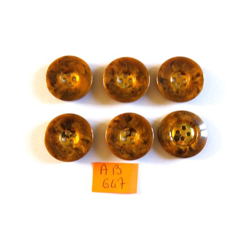 6 boutons en résine marron - 23mm - ab647