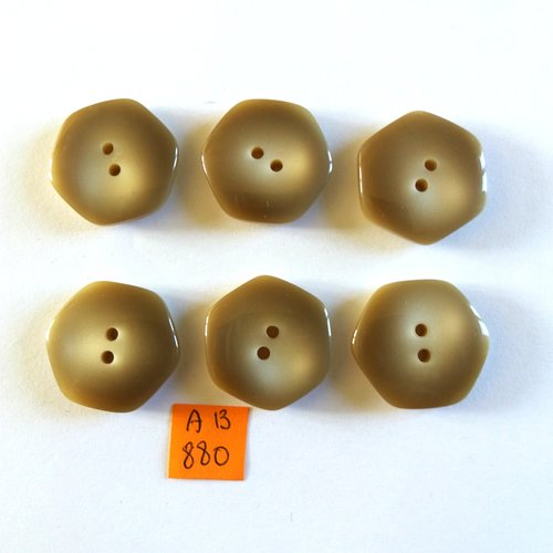6 boutons en résine beige - 25mm - ab880