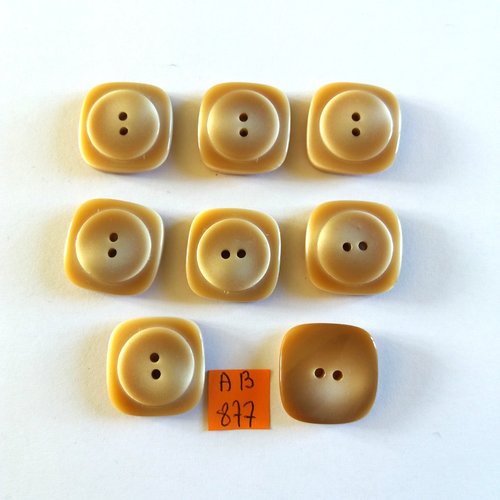 4 boutons en résine marron - 23x23mm - ab877
