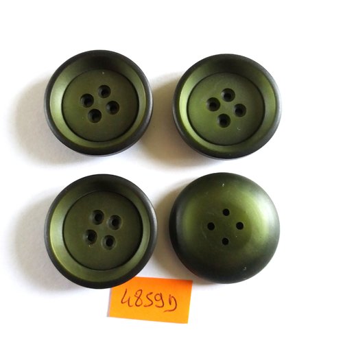 4 boutons en résine vert - vintage - 31mm - 4859d