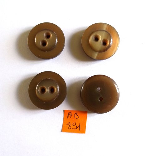 4 boutons en résine marron - 25mm - ab891