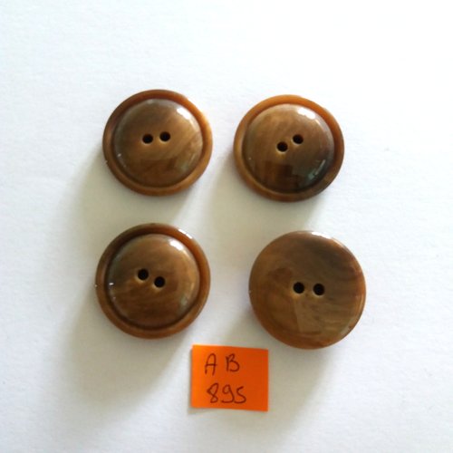 4 boutons en résine marron - 28mm - ab895