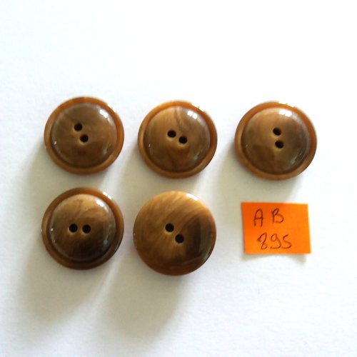 5 boutons en résine marron - 23mm - ab895