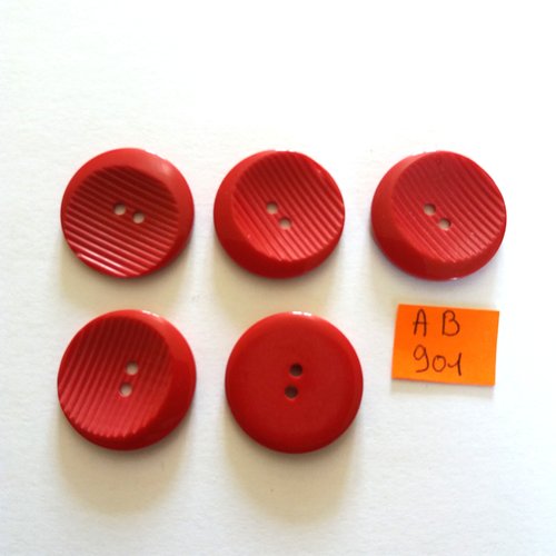 5 boutons en résine rouge - 25mm - ab901