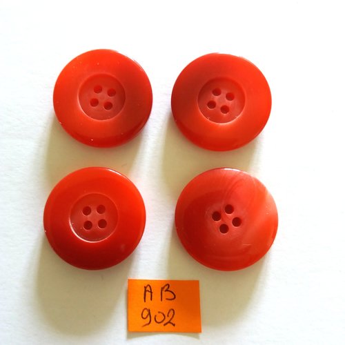 4 boutons en résine rouge - 27mm - ab902