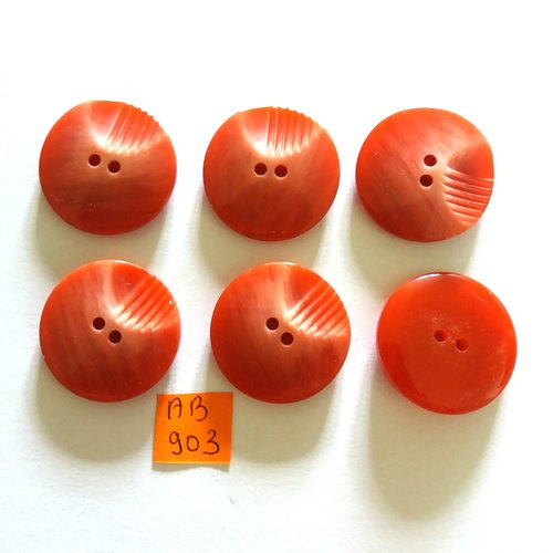 6 boutons en résine rouge - 27mm - ab903