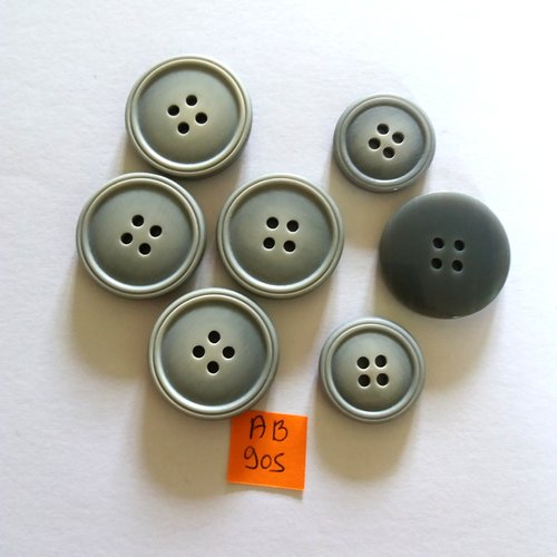 7 boutons en résine gris - 20mm et 25mm - ab905