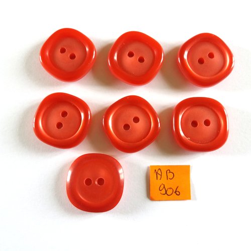 7 boutons en résine rouge clair - 23mm - ab906