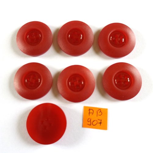 7 boutons en résine rouge foncé - 27mm - ab907