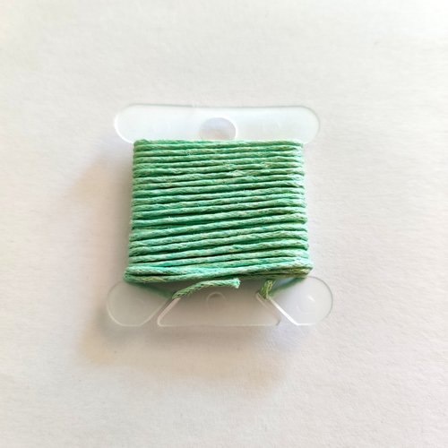 3m fil coton ciré vert / bleu clair 1mm - macramé , shamballa ...