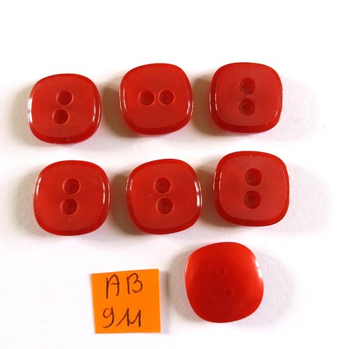 7 boutons en résine rouge - 20x20mm - ab911