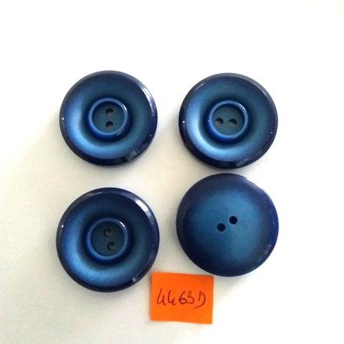 4 boutons en résine bleu - vintage - 31mm - 4463d