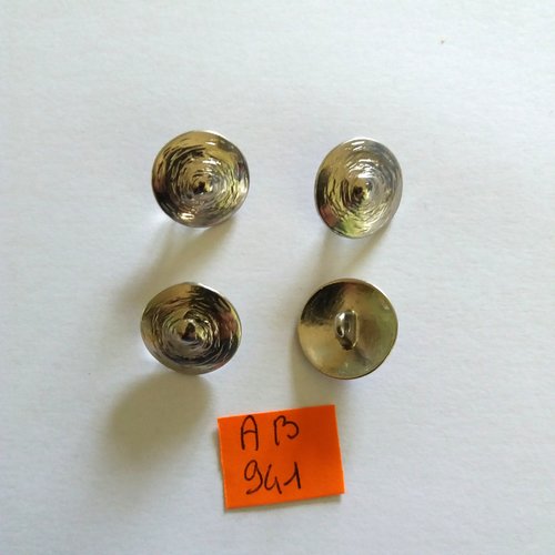 4 boutons en métal argenté - 18mm - ab941