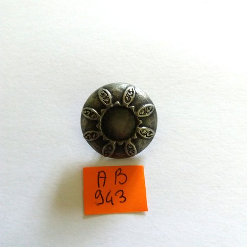 1 bouton en métal argenté - 25mm - ab943