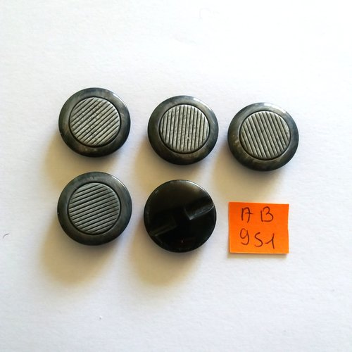 5 boutons en résine gris - 22mm - ab951