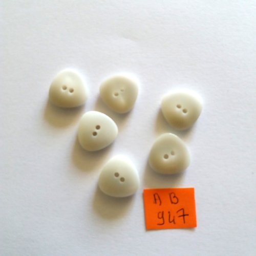 6 boutons en résine gris clair - 16mm - ab947