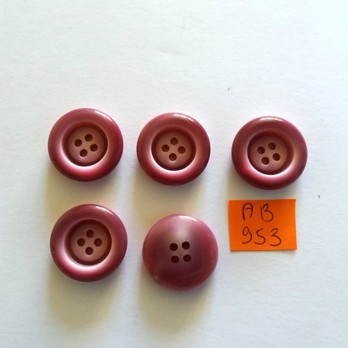 5 boutons en résine mauve - 23mm - ab953
