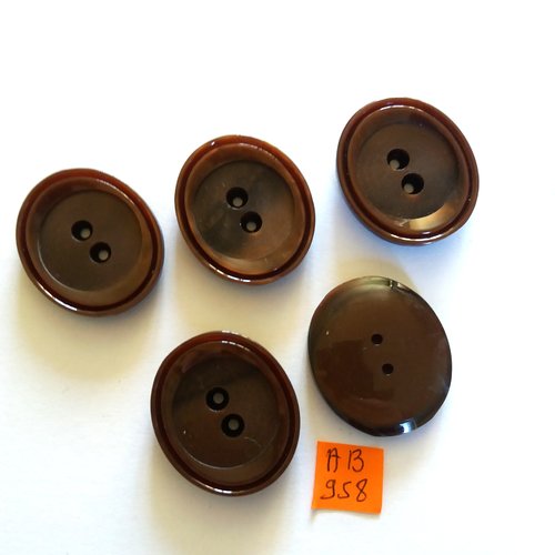 5 boutons en résine marron - 30x34mm - ab958
