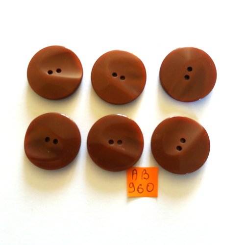 6 boutons en résine marron - 27mm - ab960