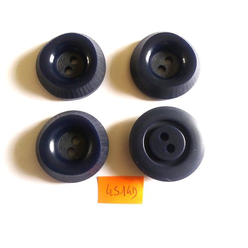 4 boutons en résine bleu - vintage - 33mm - 4514d