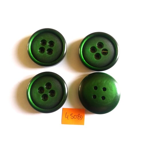4 boutons en résine vert - vintage - 31mm - 4508d