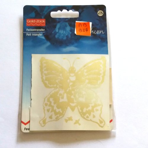 1 transfert textile papillon - couleur argent - 7,5x7,5cm - ab927