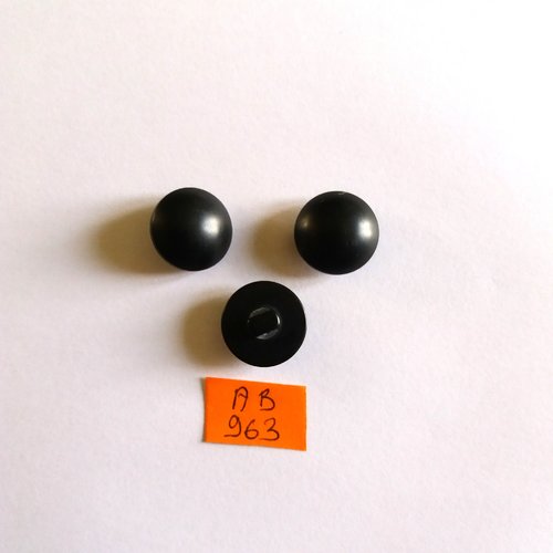 3 boutons en résine noir - 18mm - ab963