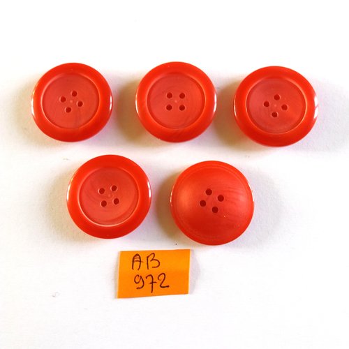 5 boutons en résine rouge - 25mm - ab972