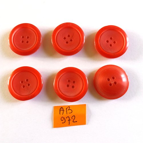 7 boutons en résine rouge - 23mm - ab972