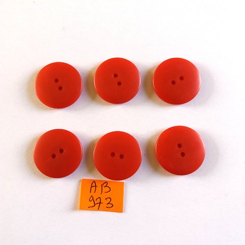6 boutons en résine rouge - 22mm - ab973