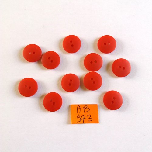 11 boutons en résine rouge - 13mm - ab973