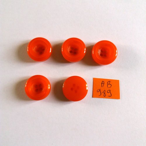 5 boutons en résine orange - 18mm - ab989