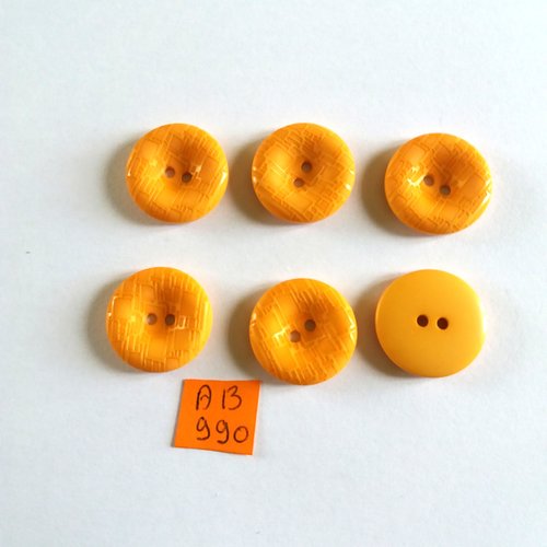 6 boutons en résine orange - 20mm - ab990