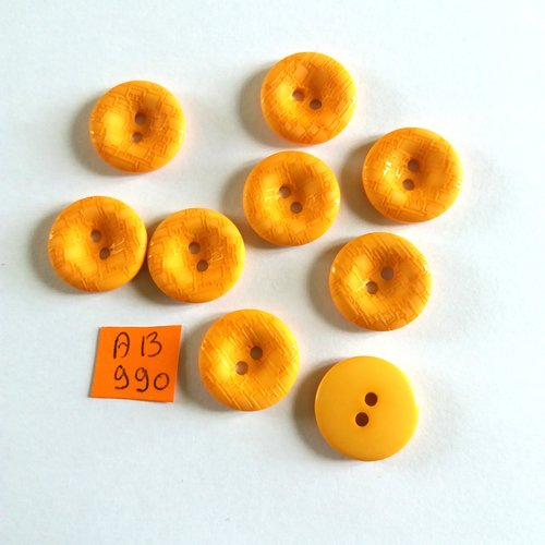 9 boutons en résine orange - 18mm - ab990