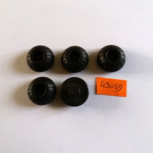 5 boutons en résine marron foncé - vintage - 20mm - 4905d