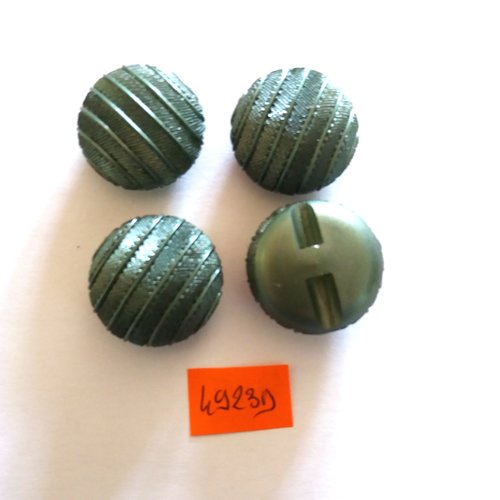 4 boutons en résine vert - vintage - 25mm - 4923d
