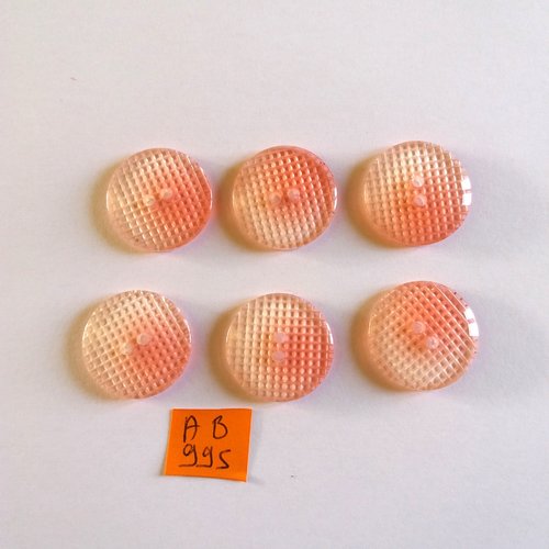 6 boutons en résine rose transparent- 21mm - ab995